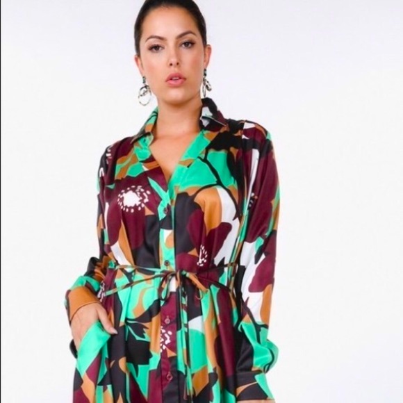 🌟HP🌟Dani Green & Brown Long Sleeve Dress👗 - Picture 10 of 15